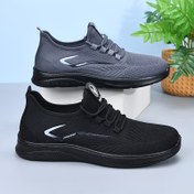 Resim Erkekler için Nefes Alabilir Örme Sneakerlar Ultra-Yumuşak Yastıklı Taban & Mesh Astar - Tüm Gün Rahatlık, Düşük Üst Bağcıklı Tasarım, Dayanıklı PU Dış Taban, Her Mevsim İçin Çok Yönlü Günlük Ayakkabı (Siyah), Esnek Yapı 