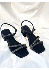 Resim Bulutmod Ba04262 Siyah Kadın İki Taşlı Abiye Yumuşak Taba 3 Cm Topuklu Ayakkabı - 37 Siyah - Antrasit 