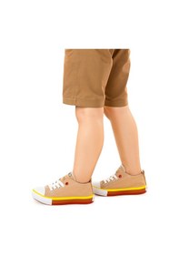 Resim Kiko Kids Tinna Bağcıklı Erkek Çocuk Keten Spor Ayakkabı Bej 