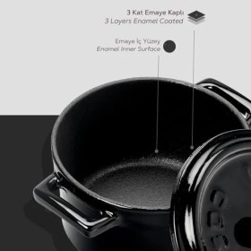 Resim Metal Döküm Mini Tencere, 10 Cm, 0.35 L Hacim, Siyah 