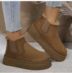 Resim Ebitda Kadın Kışlık Peluş Suni Kürk Astarlı Pvc Taban Kar Botu - Kahverengi Kadınlar İçin Kış Sezonu, Sıcak Ve Moda Botlar Kahverengi 