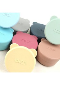 Resim Oioi 01400007 Silikon Kapaklı Mini Kase 2li Bubble Bej - Gri 