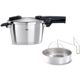Resim Fissler Vitaquick Premium 4,5lt Düdüklü Tencere Haşlama Aparatlı Gümüş 