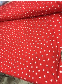 Resim Kırmızı Beyaz Yıldızlı Ranforce Kumaş 160 Cm En 