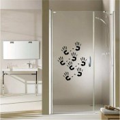 Resim Çoklu El Izi Silüetli Dekoratif Banyo Duşakabin Özel Yeni Sticker (60 cm x 40 Cm) 