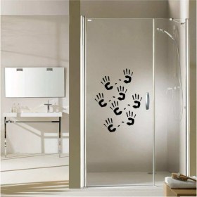 Resim Çoklu El Izi Silüetli Dekoratif Banyo Duşakabin Özel Yeni Sticker (60 cm x 40 Cm) 
