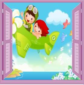 Resim Çocuk Odası Bebek Odası Pencere Poster Duvar Kağıdı Pilot 