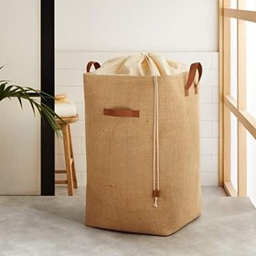 Resim Ocean Home Textile Ağzı Büzgülü Jüt Çamaşır Sepeti 36 x 36 x 57 cm 