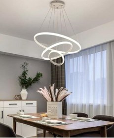 Resim 3lü Halka Model Sarkıt Modern Led Beyaz Işık Ultra Powere 