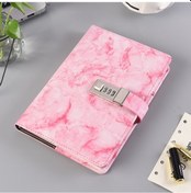 Resim Geeroyoo Yaratıcı Öğrenci Ödülleri İçin A5 Pembe Mermer Desenli Kilitli Defter - Şık Ve Dayanıklı Not Defteri 