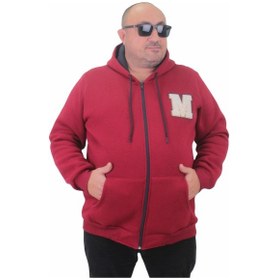 Resim Mocgrande Büyük Beden Fermuarlı Sweat M 23217 Bordo-Bordo 
