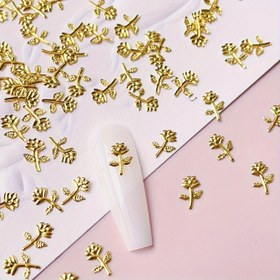 Resim 100 adet 3D Metal Gül Çivi Süslemeleri, Kore Tarzı Basit Çivi Aksesuarları, DIY Manikür Charm Çivi Dekorasyonu için, Koku Yok 