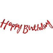 Resim Kırmızı Happy Birthday Kaligrafi Banner 