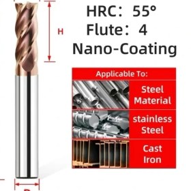 Resim 2Liyao D1.5XD4X50L 1 Adet HRC55 4f HRC55 4 Flüt Alaşım Tungsten Çelik Freze Karbür Parmak Frezeler Kesici Kesme Aleti Cnc Işleme Kaplama Düz Uçlu Değirmen (Yurt Dışından) 