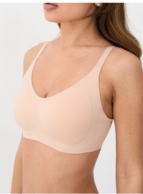 Resim Alya Underwear Kadın Dikişsiz Sütyen Çıkarılabilir Yuvarlak Kaplı Lazer Kesim Görünmez Sütyen Siyah Pudra 
