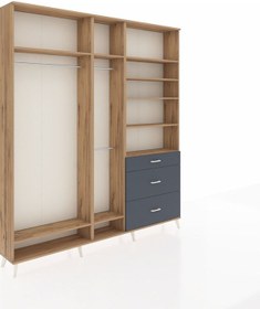 Resim Arges Dolap 9 Raflı 3 Çekmeceli 3 Askılı 220x30x243 Çam-çam/antrasit Atlas Çam/antrasıt 