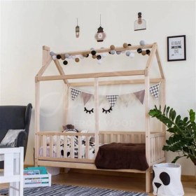 Resim Zerka Tomurcuk Montessori Çocuk Yatak Ahşap Karyola Bebek Beşik 