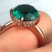 Resim OSESHOP İtalyan Tasarımı Yeşil Zirkon Taşlı Gümüş Rose Yüzük 