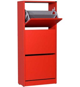 Resim Flat Duo 3 Katlı Ayakkabılık Dolabı - Kırmızı 