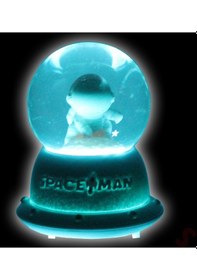 Resim Uçuşan Yıldızlı,7,5cm X 4,5cm Led Işıklı Astronot Küre - Turkuaz 