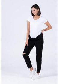 Resim Busa Hamile Alt Karın Bantlı Skinny Dar Paça Kot Pantolon Siyah-siyah 