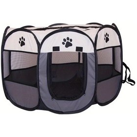 Resim Gateesat Gri Sekizgen Evcil Çadır Katlanır Köpek Kafesi 44.88x44.88x22.83inç İç Dış Kullanım 