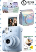 Resim Fujifilm Instax mini 12 Mavi Fotoğraf Makinesi-20'li Film ve Parlak Kılıf Seti 