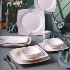 Resim Güral Porselen Caroline 54 Parça 12 Kişilik Yemek Takımı - 5993 Süt Beyazı 