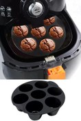 Resim İLİVA Airfryer Silikon 7'li Muffin Kek Kalıbı - Kek Ve Çörek Pişirme Kabı Silikon Kalıp Siyah - (bpa Free) 