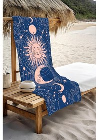 Resim Dijital Baskı Plaj Deniz Havlusu Ay Ve Yıldız Desenli Peştamal Hvl0149 Renkli 