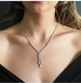 Resim Baget Taşlı Sarkıt Modeli Gümüş Set Gümüş 