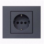 Resim Genel Markalar Ovivo Grano Metalik Kapaklı Topraklı Priz Siyah + Füme Çerçeve 