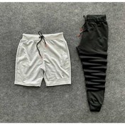 Resim NewCabin Unisex Gri Şort Siyah Eşofman Altı Slim Fit 2li 