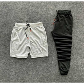 Resim NewCabin Unisex Gri Şort Siyah Eşofman Altı Slim Fit 2li 