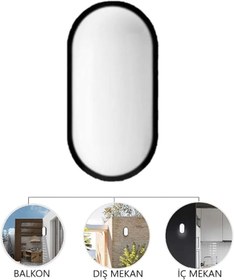 Resim 20W BAHÇE BALKON BANYO TERAS DUVAR LED IŞIK NEM SU GEÇİRMEZ SİYAH KASA BEYAZ IŞIK 6400K 