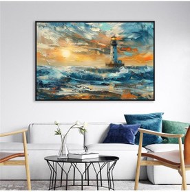 Resim Yağlı Boya Dokulu Tablo Kırmızı Gelincikler Ve Köy Evi Manzarası Siyah Çerçeveli U06030-178995 