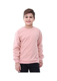 Resim Zuzunga Basic Bisiklet Yaka Şardonlu Çocuk Sweatshirt 3-10 Yaş Pudra 