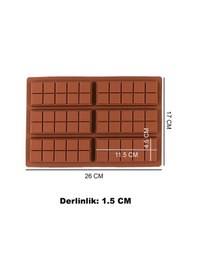 Resim Silikon Kalıp Dubai Çikolata Bar Ve Kek Kare Desenli Tablet Dubai Çikolata Kalıbı 6 Lı Renksiz 