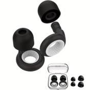 Resim 3 Çift Ultra Yumuşak Silikon Kulak Tıkaçları - Ayarlanabilir, Yeniden Kullanılabilir Kulak Uçları Uyku, Çalışma, Seyahat için, S/M/L Boyutları Taşınabilir Kılıf ile 