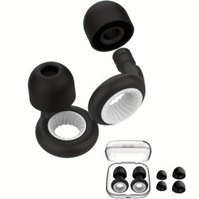 Resim 3 Çift Ultra Yumuşak Silikon Kulak Tıkaçları - Ayarlanabilir, Yeniden Kullanılabilir Kulak Uçları Uyku, Çalışma, Seyahat için, S/M/L Boyutları Taşınabilir Kılıf ile 