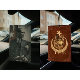 Resim Atatürk Ve Göktürk Türk Kurt - İkili Oto Kokusu - Dekoratif Araç Kokusu Ve Aksesuarı 
