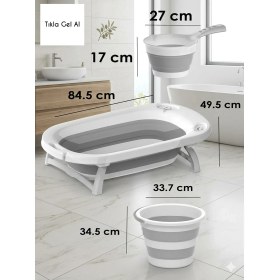 Resim Empressco Biodata Katlanır Bebek Banyo Küveti Seti Ayaklı Bebek Yıkama Küveti+Katlanır Kova+Maşrapa Banyo Seti - Fiyatı, Yorumları 