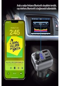 Resim Qpen M63 Bluetooth Usb3.0 Ve Type C Pd Hızlı Şarj Fm Transmitter 