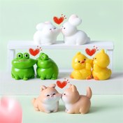 Resim Sevimli CP Debut! 2 Sevimli Shiba Inu ve Sarı Ördek for MASA Süsleri Kalp Şekilli Süs + Dayanıklı Plastik, Her İki for MASA ve Araba İçin Uygun 