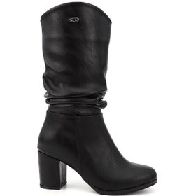 Resim Gönderi R Kadın Siyah Yuvarlak Burun Körüklü Kalın Topuklu Çizme Dkzc66832183 Siyah 