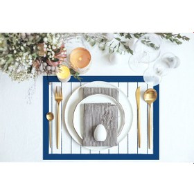 Resim Adawall Home Lacivert Çizgili Tom & Jerry Kumaş Amerikan Servis 4 Çok Renkli 