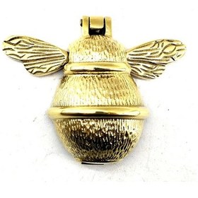 Resim Antika Tarz Dekoratif Pirinç Arı Kapı Tokmağı, Taktak - Küçük,123x150mm, Sarı 