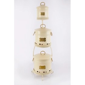 Resim Evistro Metal Standlı 3 Katlı Patates Soğan Sarımsak Saklama Kovası Krem 