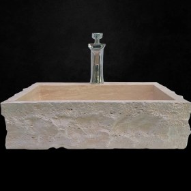 Resim Mermer Yapı Market Traverten Dışı Doğal Patlatma Batarya Çıkışlı Lavabo 