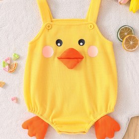 Resim Yumuşak ve Nefes Alabilir Tolo Rabbit Bebek Sarı Ördek Kostümü - Turuncu Ayaklı 3D Karikatür Tasarım, Arka Kayış Kapama, Sadece Elde Yıkama Yazlık Oyun Zamanları & Günlük Giyim için, Oyunculu Çocuk Kıyafetleri, Çift Katmanlı Kıyafet, Dayanıklı Bebek Giysisi 